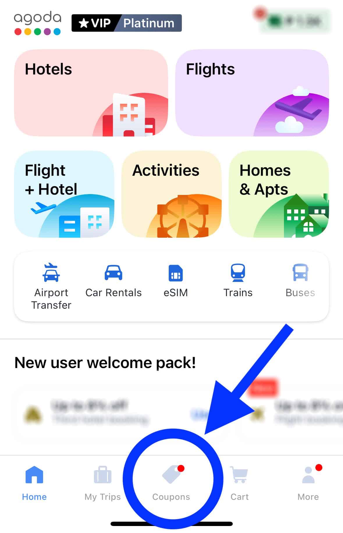 Agoda App Coupons Button