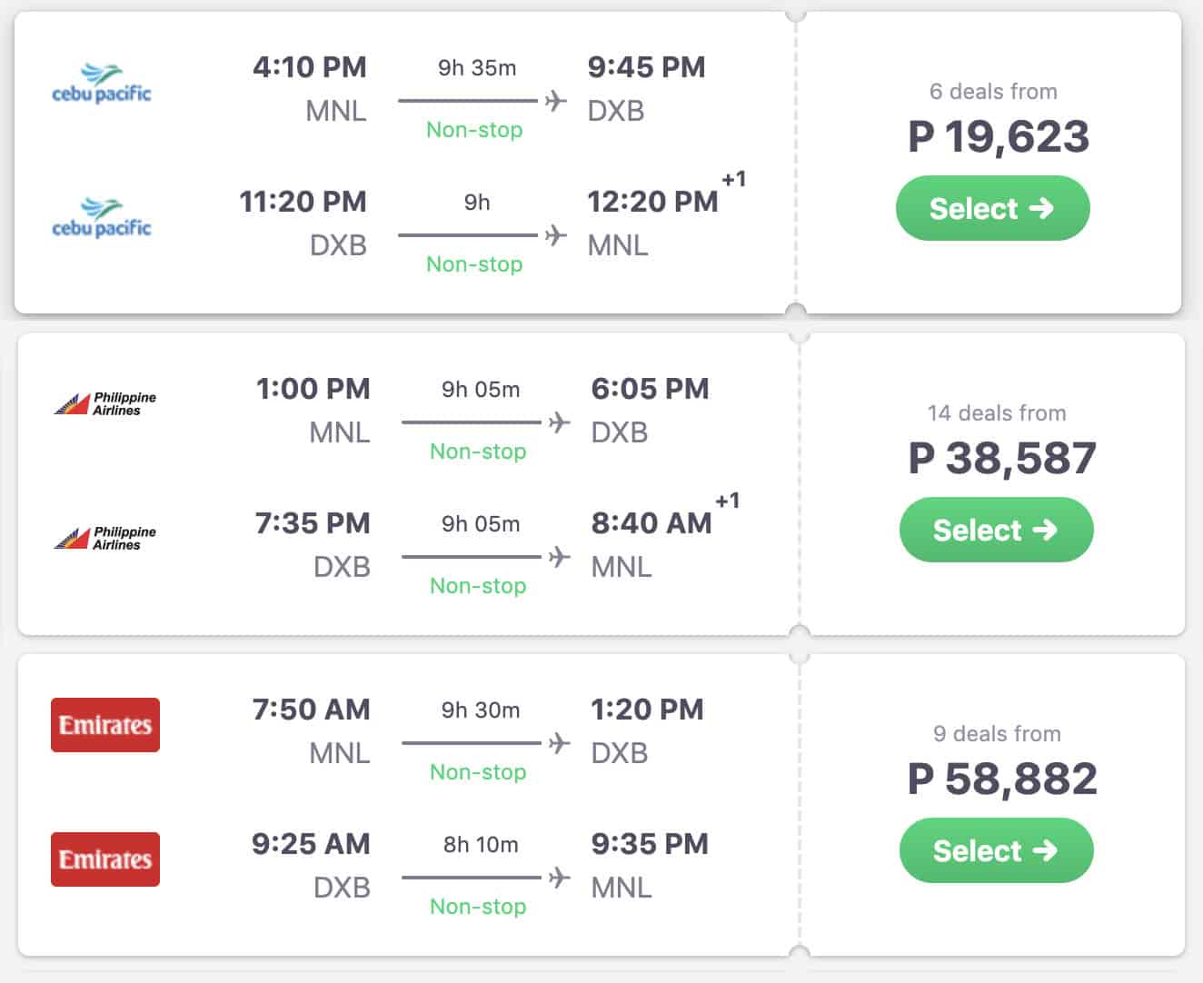 travel time dubai to philippines