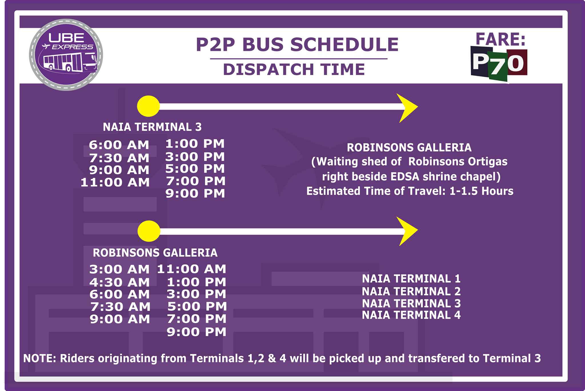 P2p bus schedule