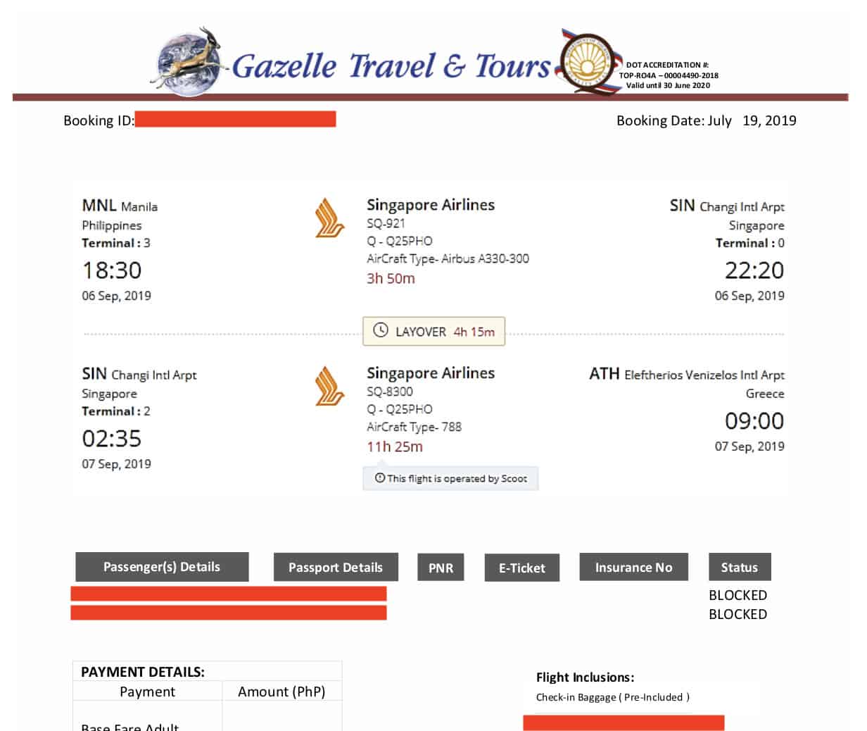 italy tourist visa sample