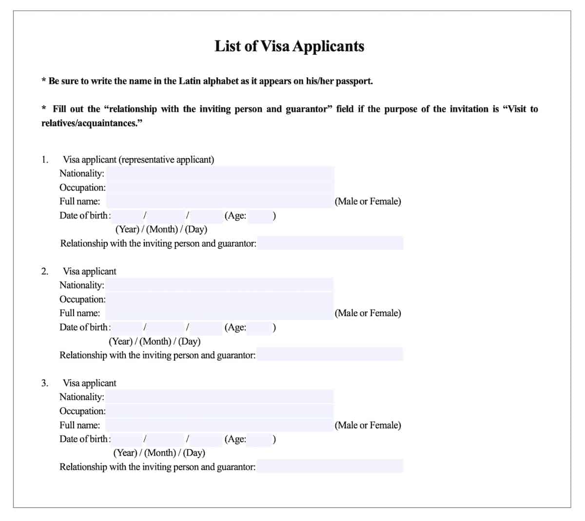 japan embassy tourist visa application form