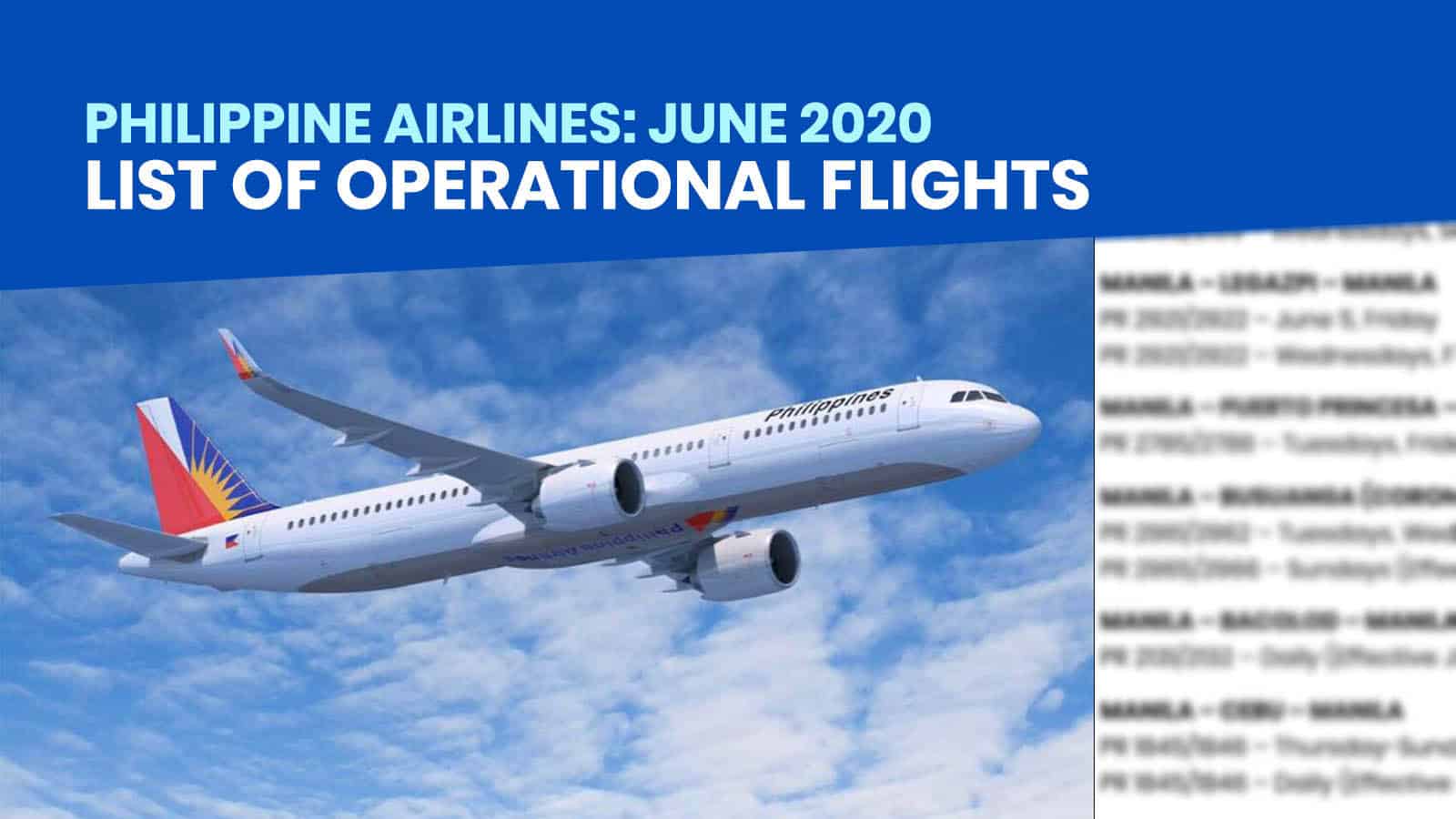 PHILIPPINE AIRLINES: List of Operational Flights for June 2020