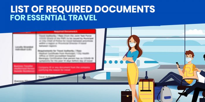 List of REQUIREMENTS for Essential Travel: Philippine Airlines, Cebu Pacific, AirAsia