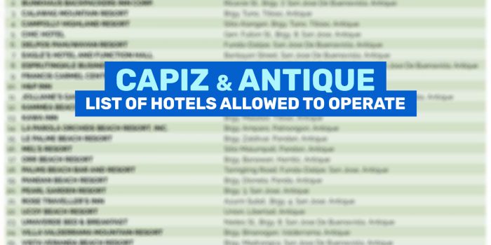 ANTIQUE & CAPIZ: List of Hotels & Resorts Allowed to Operate