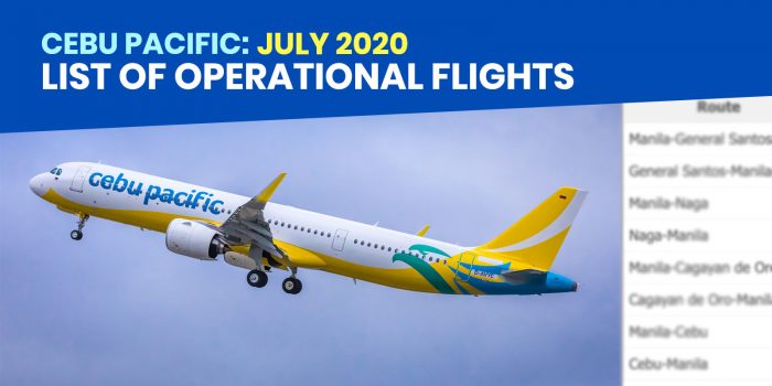 CEBU PACIFIC: List of Operational Flights for JULY 2020