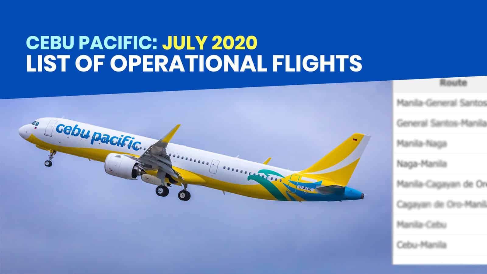 CEBU PACIFIC: List of Operational Flights for JULY 2020