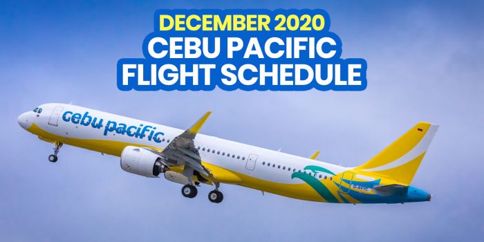 CEBU PACIFIC SCHEDULE: List of Operational Flights for DECEMBER 2020