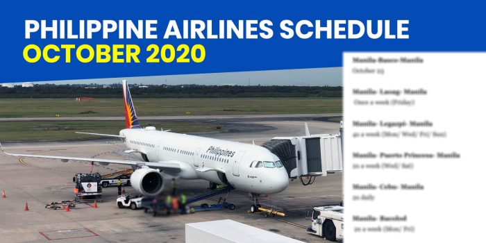 PHILIPPINE AIRLINES: Schedule of Operational Flights for OCTOBER 2020