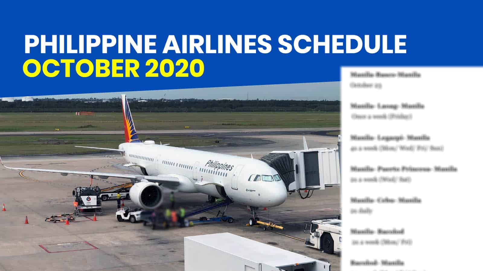 PHILIPPINE AIRLINES: Schedule of Operational Flights for OCTOBER 2020