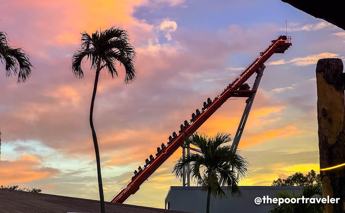 Enchanted Kingdom Space Shuttle at Sunset