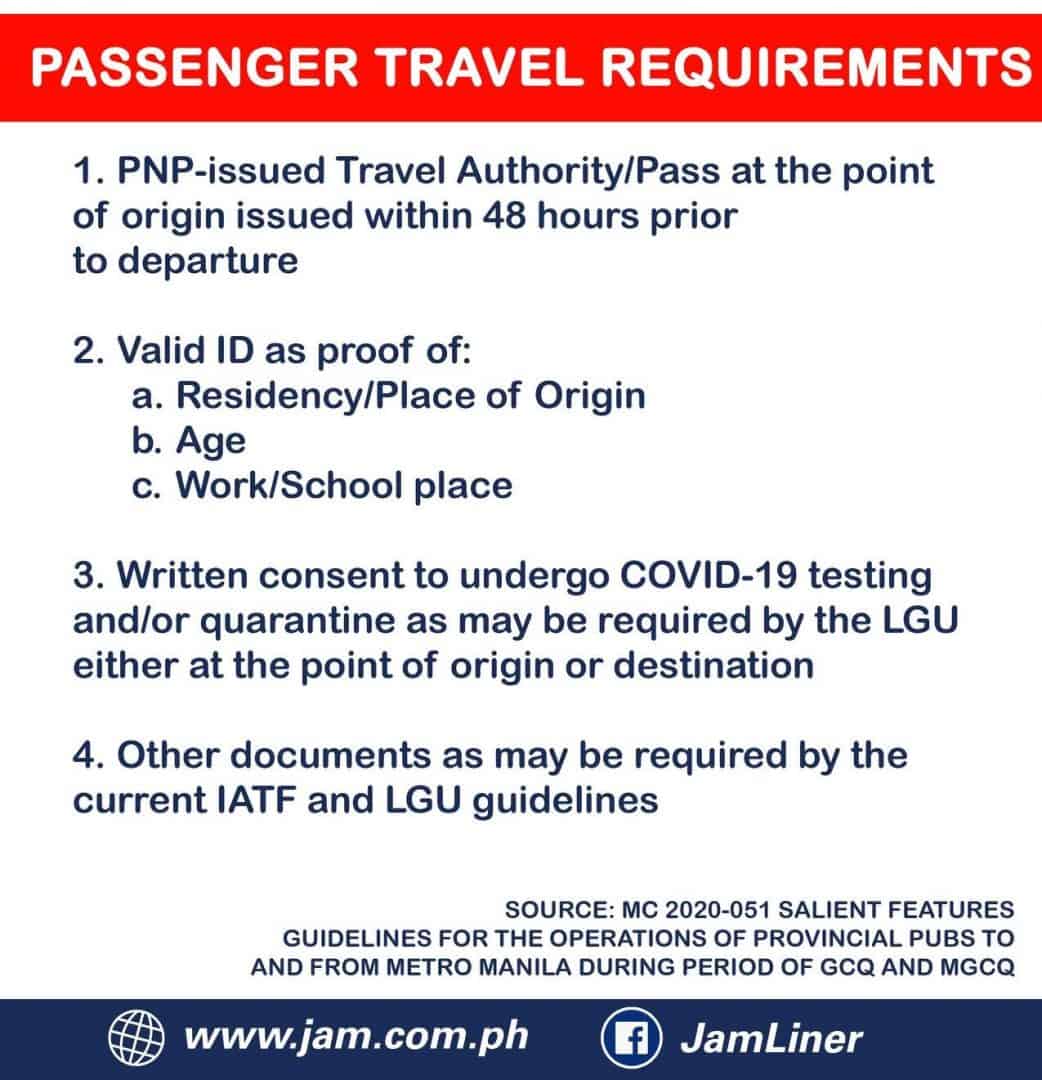 JAM LINER BUS Open Terminals, New Schedule & Fares (New Normal) The