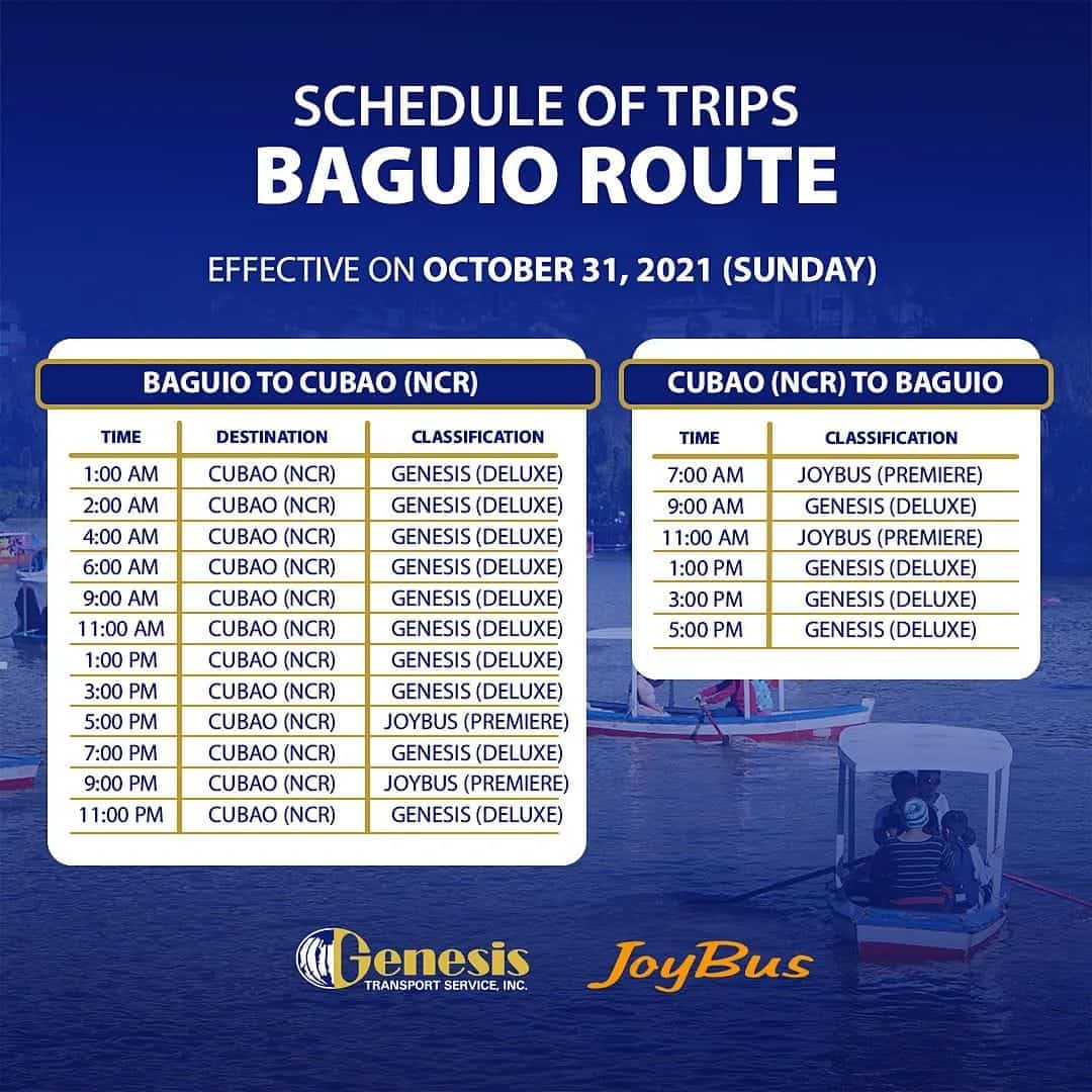 Genesis Baguio-Cubao Schedule