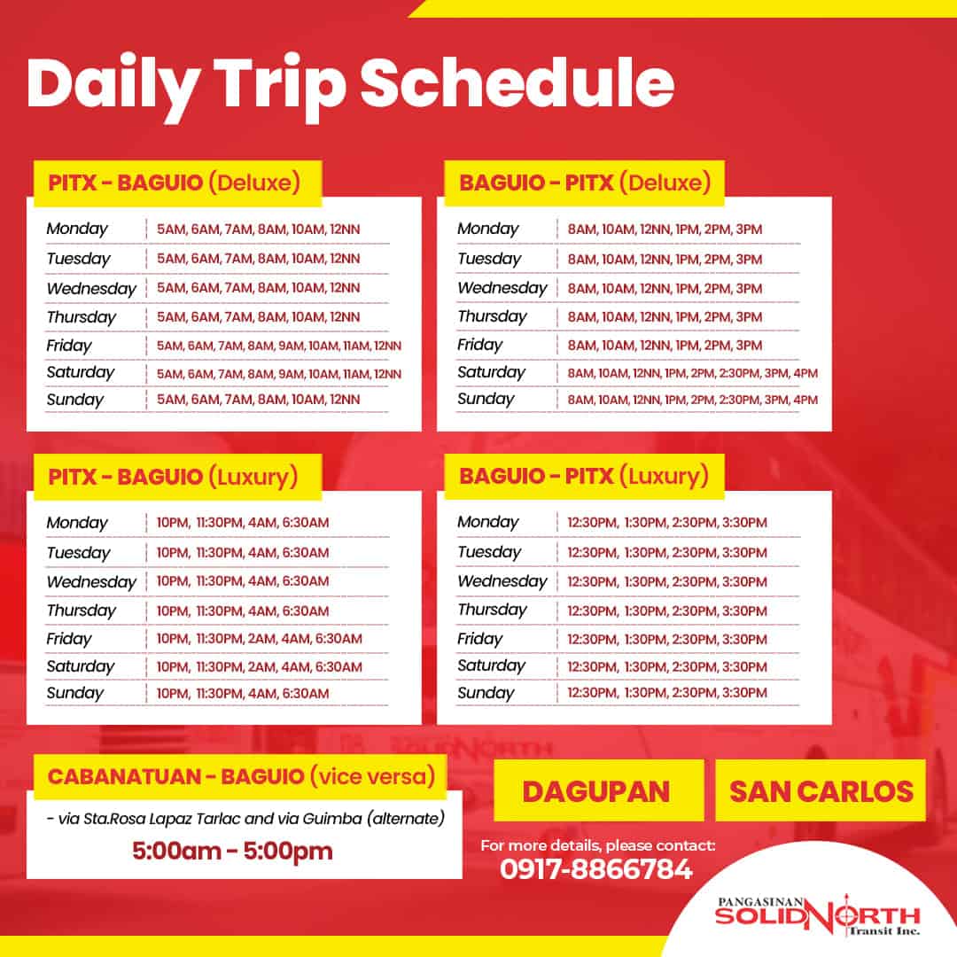 Pangasinan Solid North Baguio Schedule April 2022