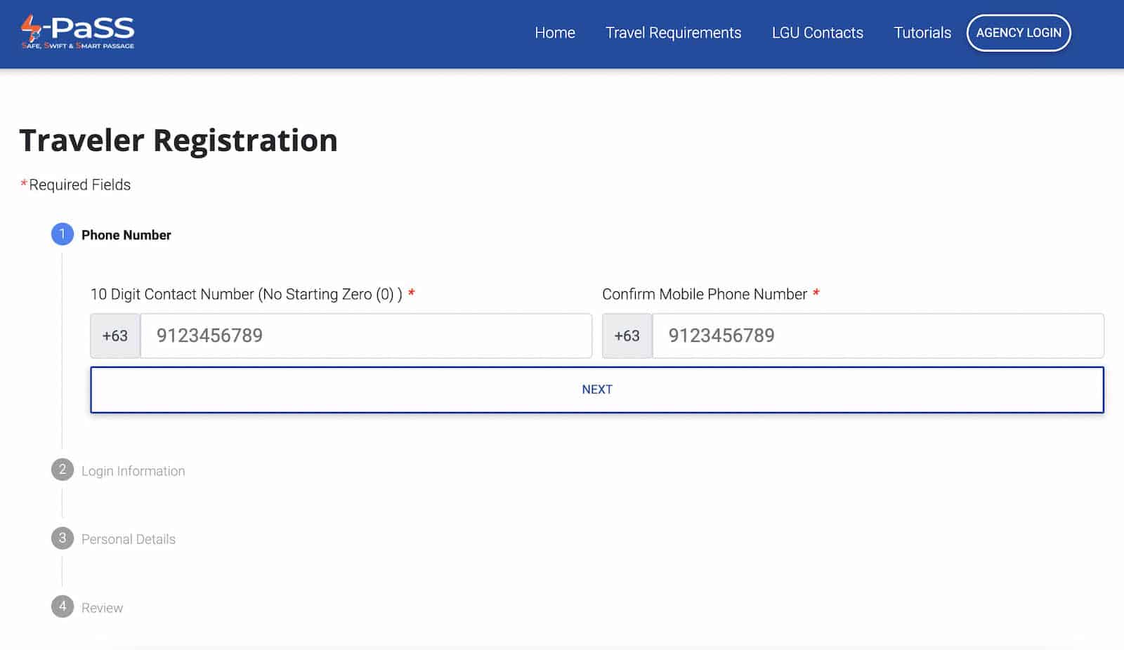 S-Pass Registration Page