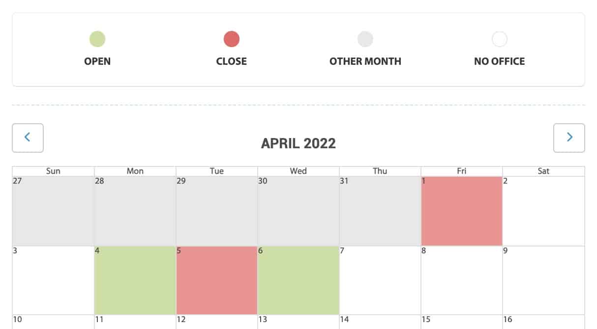 ICV Appointment Calendar Page