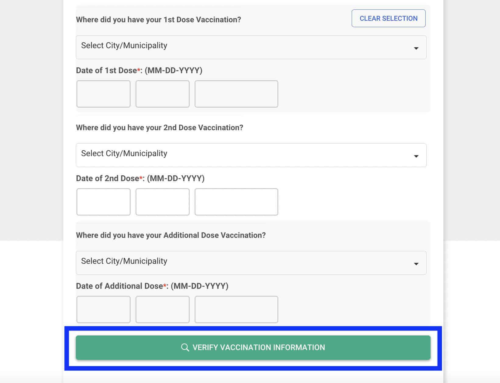 Vax Cert PH Input Doses Fields