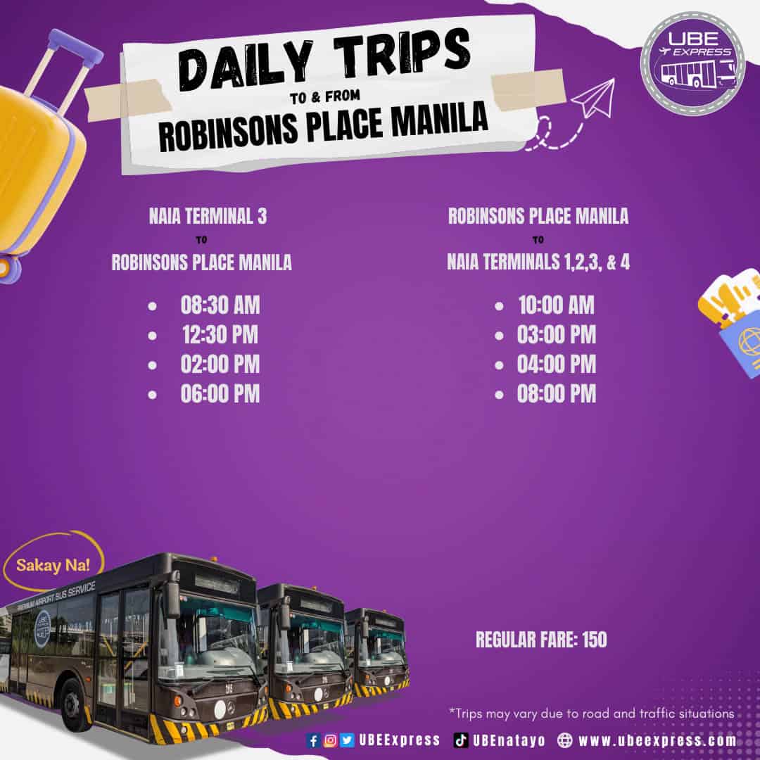 NAIA to Robinsons Manila UBE Express Schedule
