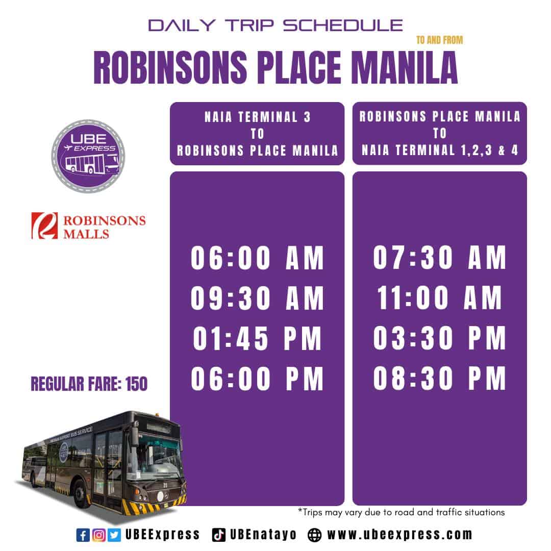 NAIA to Robinsons Manila UBE Express Schedule