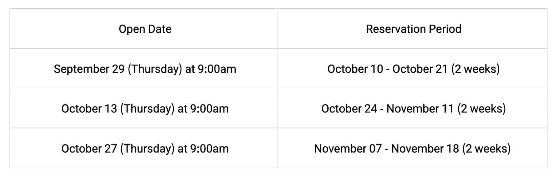 Korean visa appointment schedule