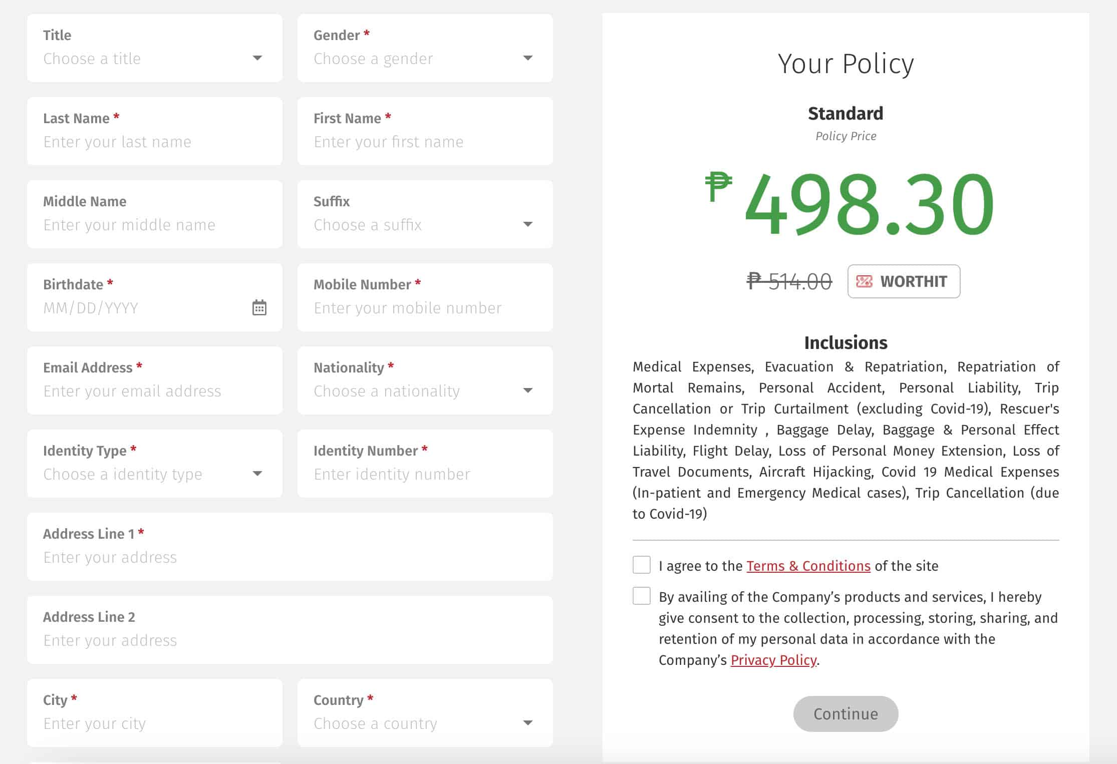 Travel Insurance Application Form