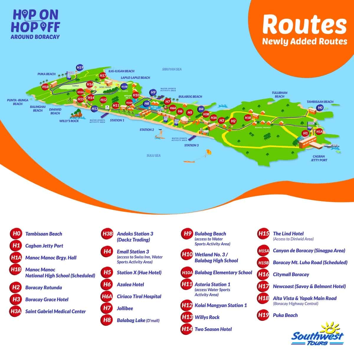 Paradas Hop On Hop Off de Boracay