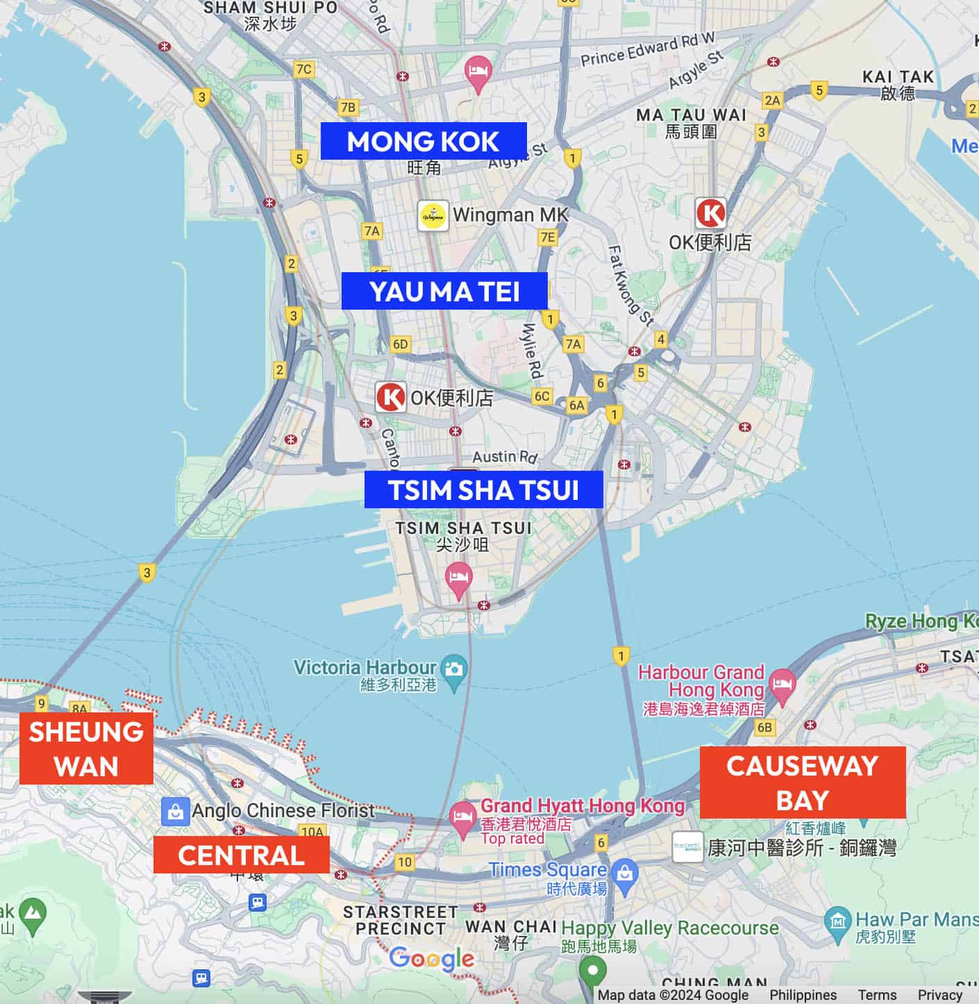 Tsim Sha Tsui Mong Kok Map