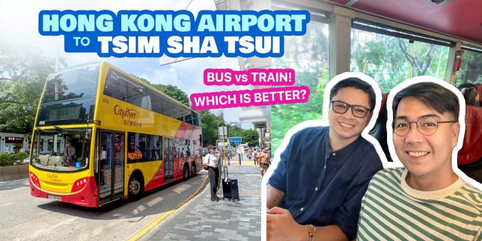 HONG KONG AIRPORT to TSIM SHA TSUI by Bus & by Train (Airport Express)