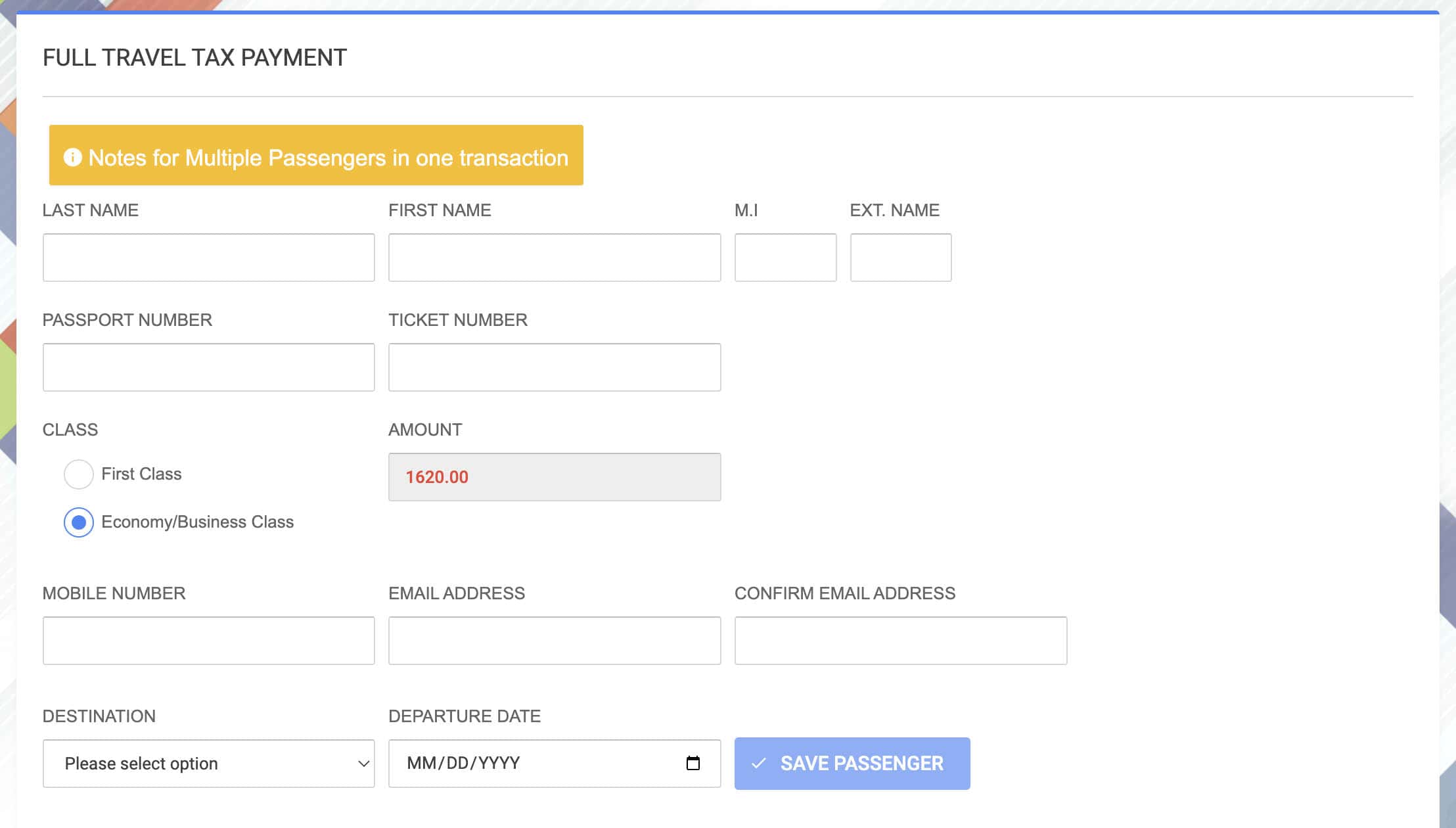 Payment through TIEZA Website