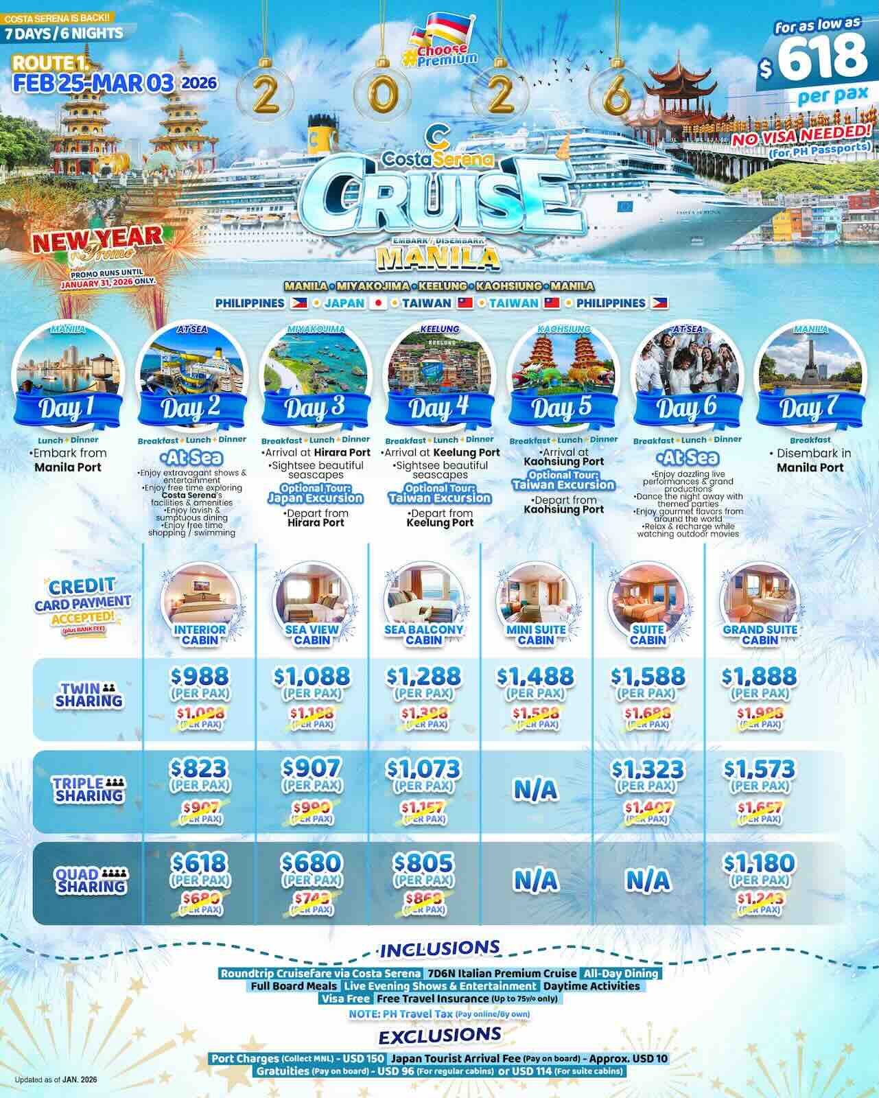 Route 1 Costa Serena 2026