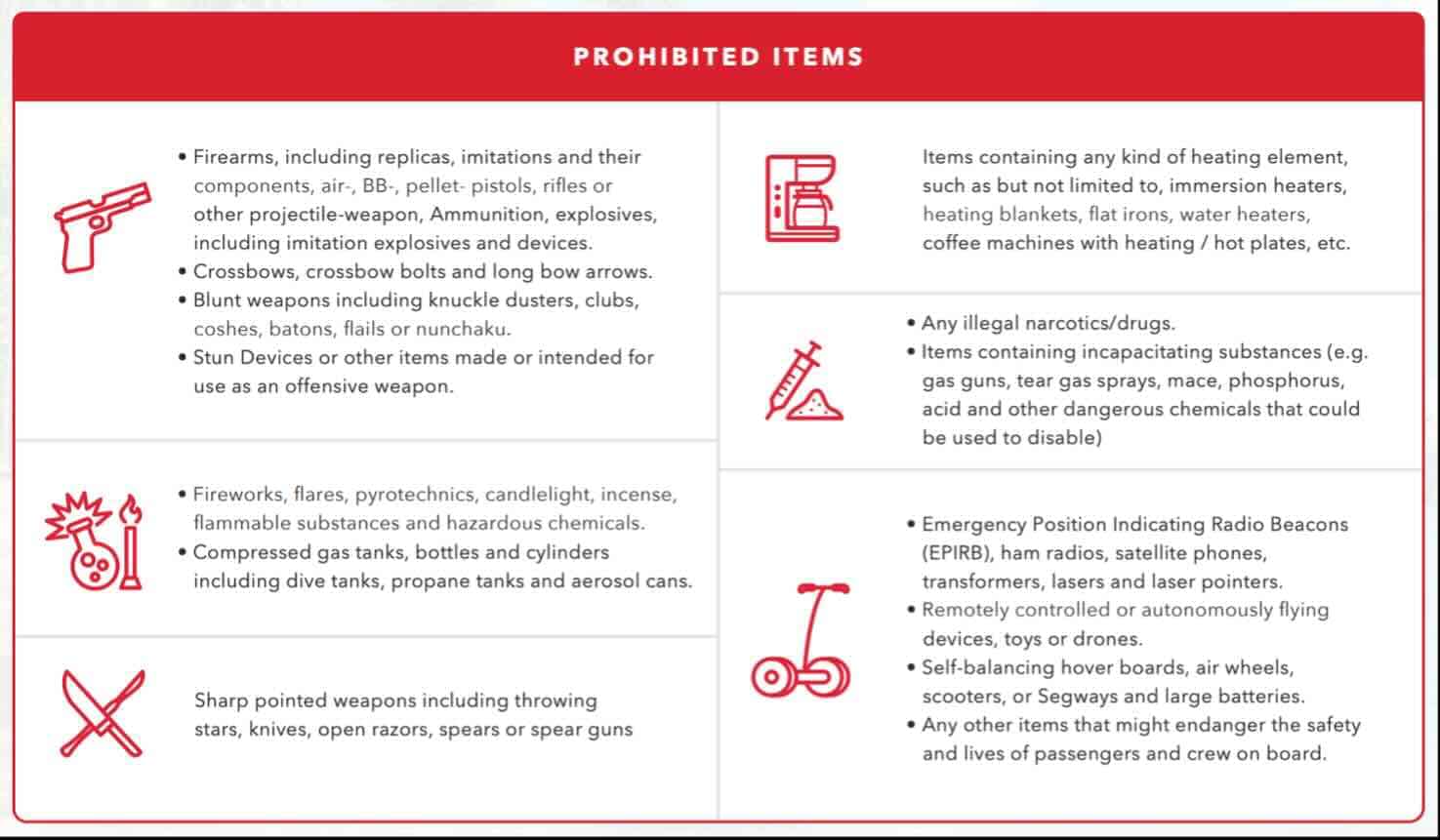 Prohibited Cruise Items