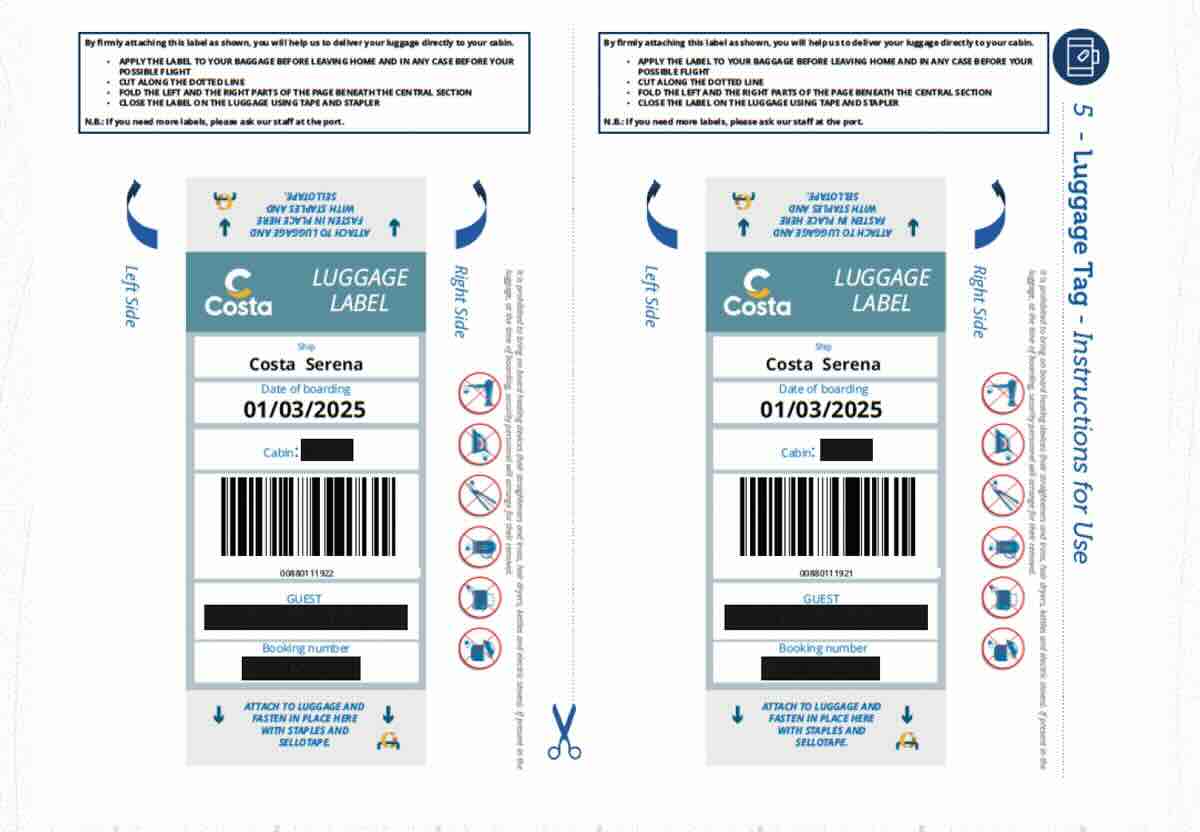 Costa Serena Luggage Tag