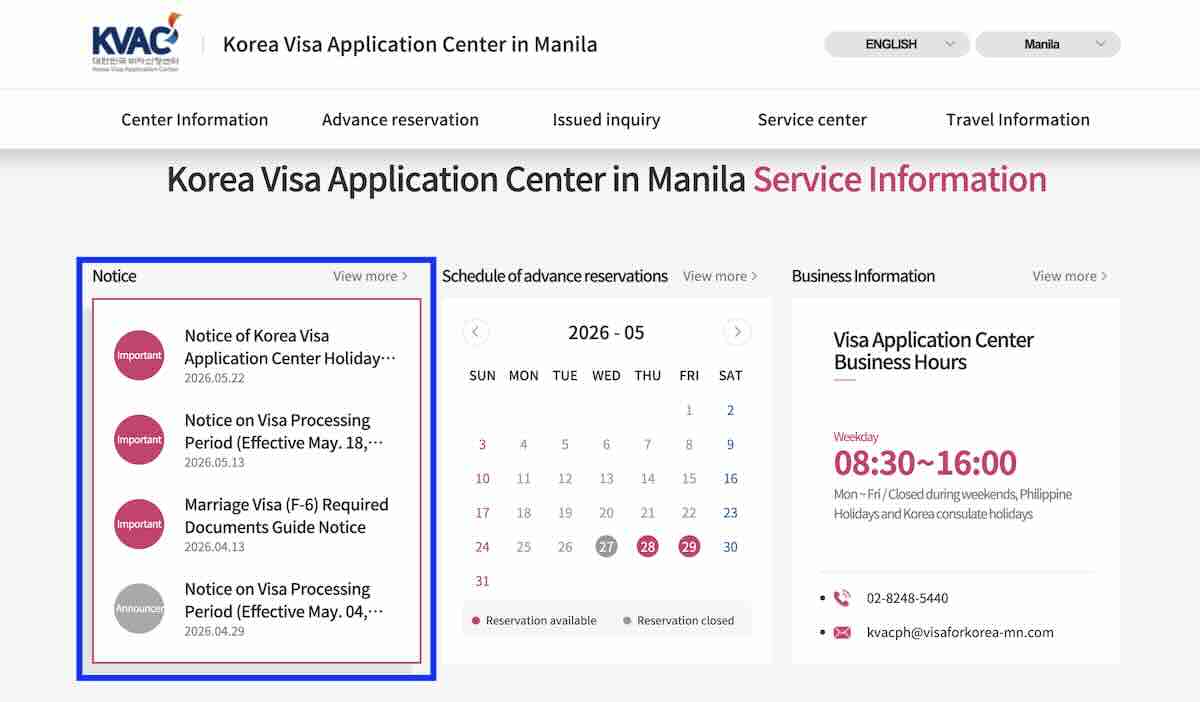 KVAC Manila Notice Section