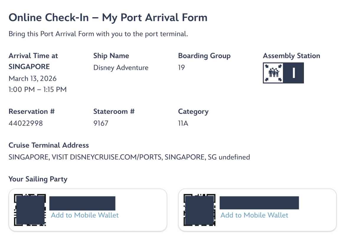 Port Arrival Form Disney Adventure