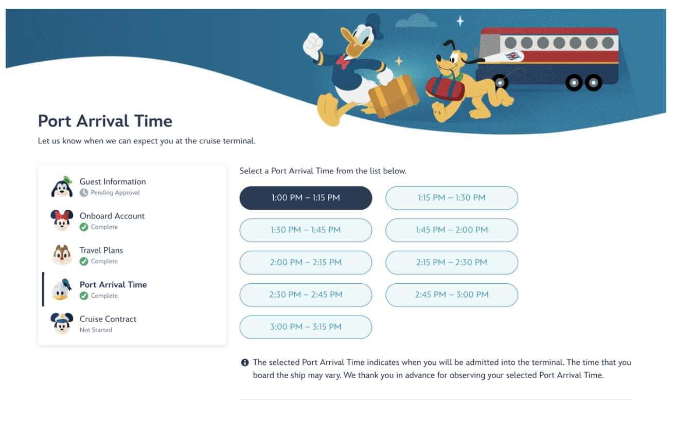 Port Arrival Time Disney Adventure