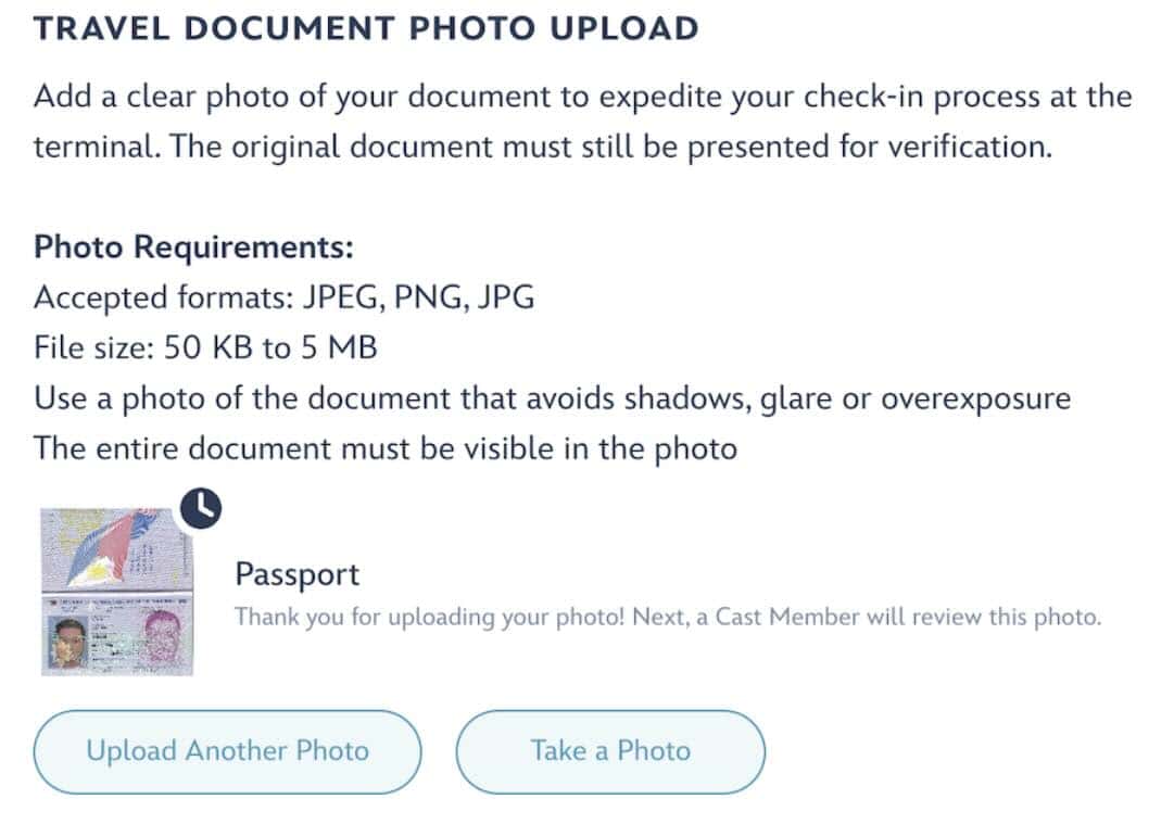 Travel Document Upload Disney Adventure